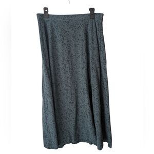 Vintage L.L. Bean Green Floral Cotton Cottagecore Farmhouse‎ Midi Skirt Size L